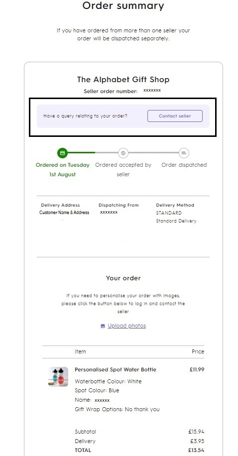 How do I contact the Seller? – notonthehighstreet.com customer service
